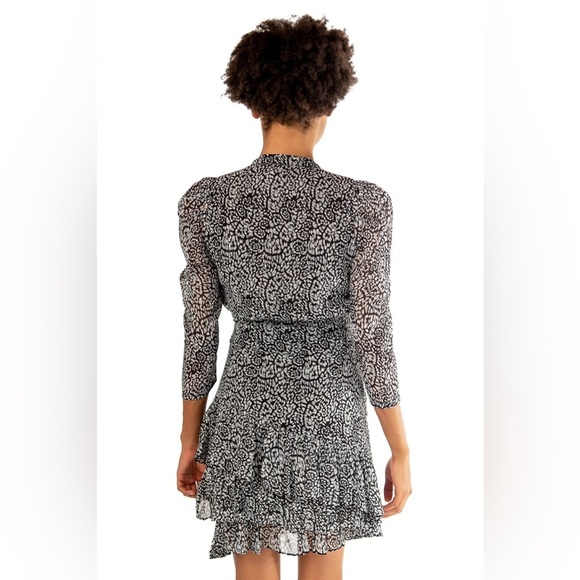 SUNCOO Chirel Shirred Metallic Dress in Carbonne - Picture 4 of 13